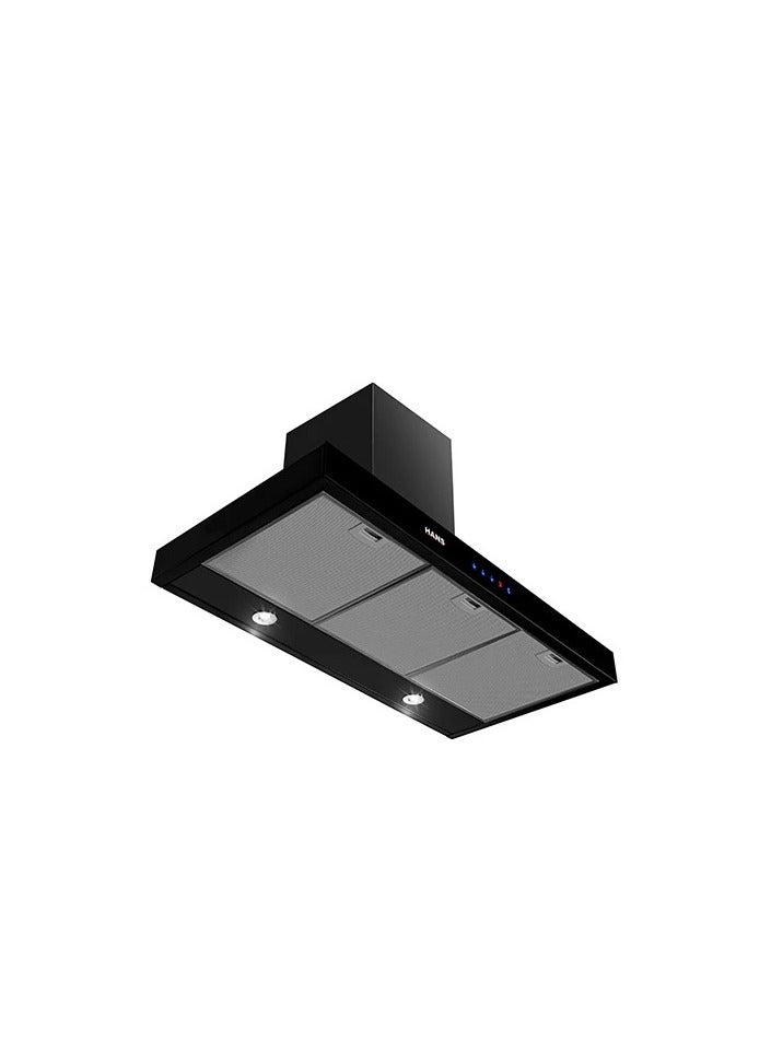 Hans T-shaped Wall Mount Cooker Hood 90 Cm 1000 m3/Hr 3 Aluminum Filters 2 Carbon Filters ST 90-1000 Black - Image 2