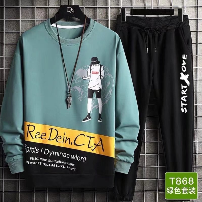 Autumn Pullover Sweatshirt Men's Casual Sports Suit Men's Junior High School Students Thin Coat Teenagers Round Neck Sweatshirt - Image 1