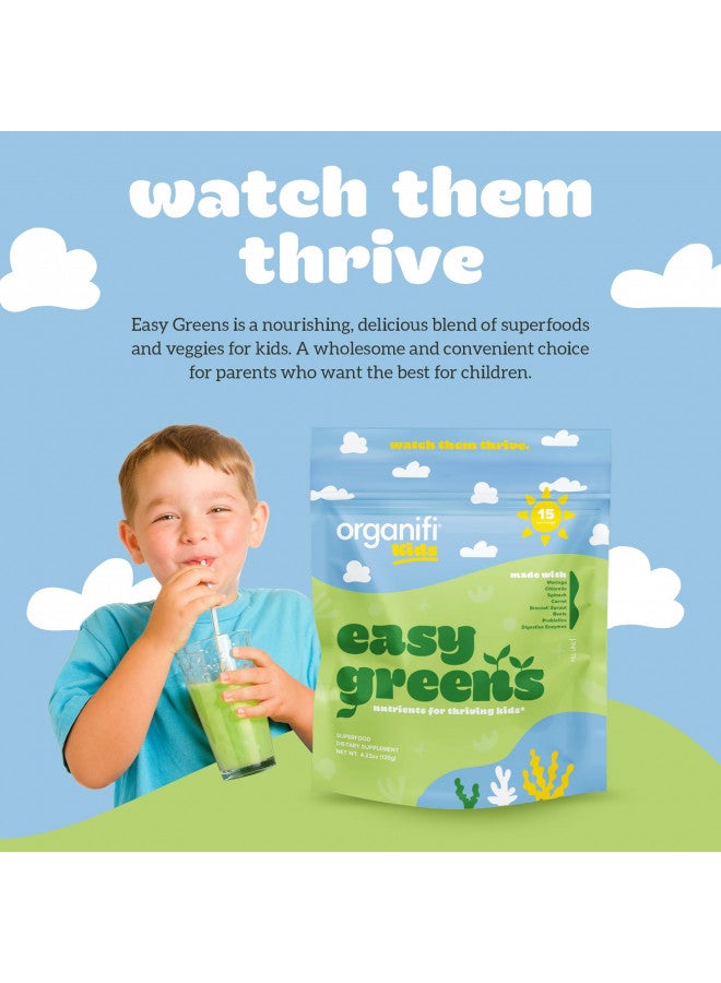 Organifi Organifi Kids: Easy Greens - Probiotics for Kids Made with a Delicious Blend of Vegetables and Superfoods - Plant-Based, Vegan, and No Gluten, Dairy, or Soy, 15 Servings - Image 1