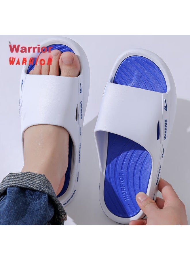 Pull Back Warrior نعال رجالية رياضية ناعمة ومرنة سميدة النعل للداخل والخارج مقاومة للانزلاق متينة ومريحة Hl3992 أبيض أزرق المقاس 46-47 - Image 1
