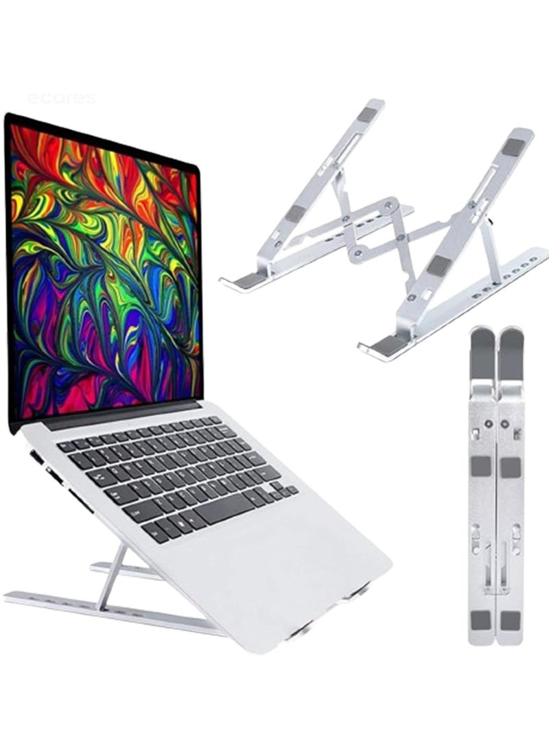 ECARES ECARES® Laptop Stand, Portable Aluminum Laptop Holder, Riser for Desk, Adjustable, Foldable Ventilated Cooling, Compatible with 10-16 inch such as Apple MacBook, Samsung, HP, Lenovo ThinkPad, Dell  - Image 1