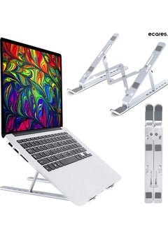 ECARES ECARES® Laptop Stand, Portable Aluminum Laptop Holder, Riser for Desk, Adjustable, Foldable Ventilated Cooling, Compatible with 10-16 inch such as Apple MacBook, Samsung, HP, Lenovo ThinkPad, Dell  - Image 1