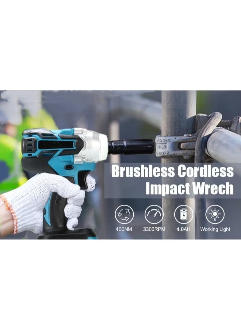 كيو زد مفتاح القوة! مجموعة مفاتيح ربط صدمية ليثيوم أيون بدون فرشاة من QZ، 98 فولت، أداء عزم دوران عالي، مزودة ببطاريتين سعة 4.0 أمبير/ساعة، تُحسّن كفاءة عملك على الفور. - Image 3