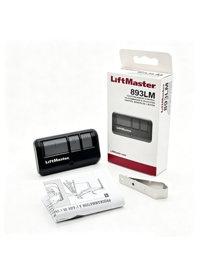 ليفت ماستر جهاز تحكم عن بُعد لفتح باب المرآب (متوافق مع LiftMaster 893LM)، متعدد الترددات ويعمل مع أنظمة Chamberlain وSears وCraftsman (مزود بـ 5 أزرار برمجة/تعلم)، وشامل التوافق مع الموديلات: 893MAX و893LM و371LM و373LM و973LM (اللون: أسود) - Image 1