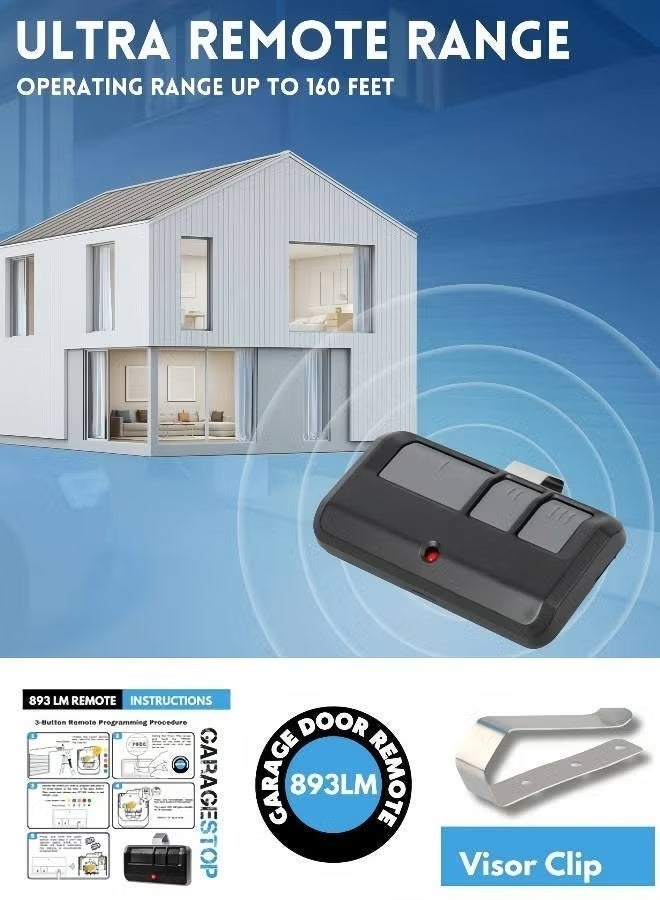 ليفت ماستر جهاز تحكم عن بُعد لفتح باب المرآب (متوافق مع LiftMaster 893LM)، متعدد الترددات ويعمل مع أنظمة Chamberlain وSears وCraftsman (مزود بـ 5 أزرار برمجة/تعلم)، وشامل التوافق مع الموديلات: 893MAX و893LM و371LM و373LM و973LM (اللون: أسود) - Image 4