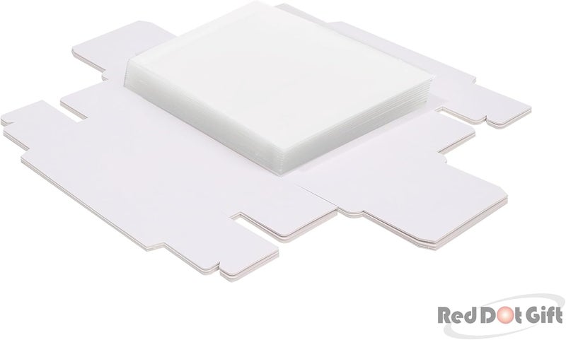Red Dot Gift صناديق كرافت مستطيلة هدايا ريد دوت 20-pack مع غطاء شفاف - 8.3 x 8.3 x 3 سم - أبيض - Image 4