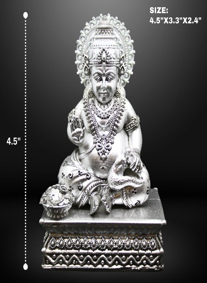 NEEANN Lord Kuber Statue - 4.5” Polystone Idol for Wealth & Prosperity | Vastu Lord Kuberan Murti in Antique Silver Colour for Home, Office, Temple | Sarvahna, Dhanadaya, Kuvera - Image 2