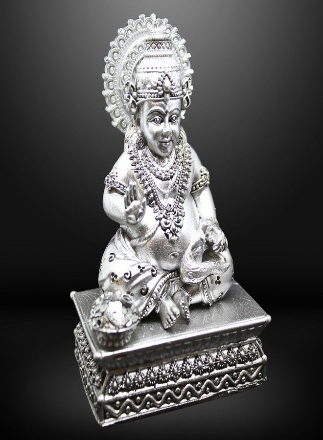 NEEANN Lord Kuber Statue - 4.5” Polystone Idol for Wealth & Prosperity | Vastu Lord Kuberan Murti in Antique Silver Colour for Home, Office, Temple | Sarvahna, Dhanadaya, Kuvera - Image 4