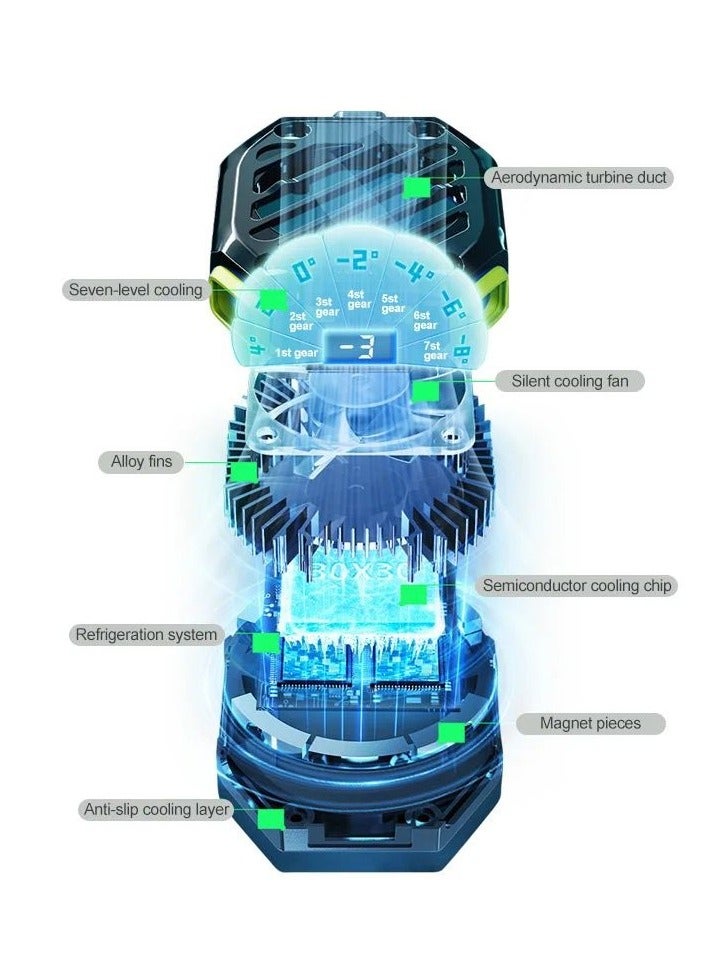 X111 مروحة تبريد مغناطيسية للهاتف المحمول للألعاب | بطارية قابلة لإعادة الشحن 1800 مللي أمبير | إضاءة RGB LED وتبريد شبه موصل | مبرد هاتف محمول لأجهزة iPhone و Android - Image 4