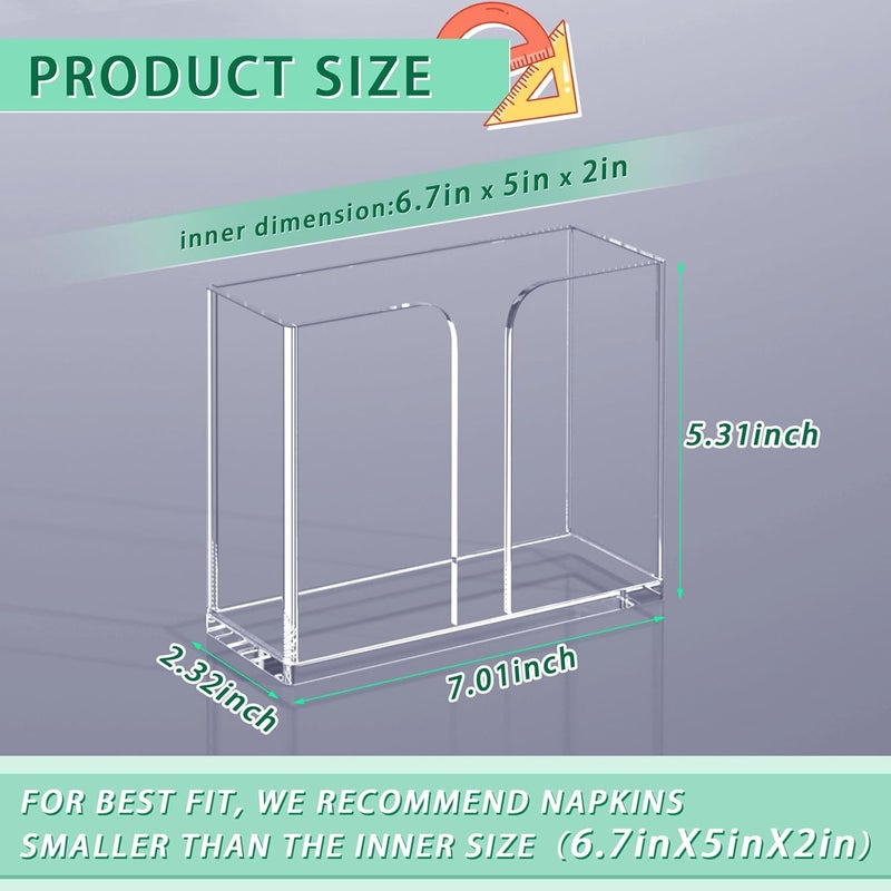 PITBVO Napkin Holder, Clear Acrylic Guest Towel Holder, Vertical Disposable Hand Towel Holder for Kitchen, Waterproof Square Guest Paper Towel Lucite Tray for Bathroom Home Hotel Office Restaurant Business - Image 5