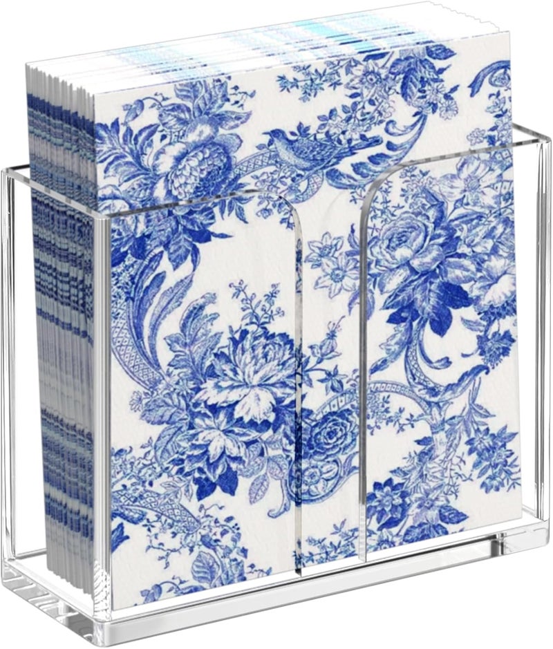 PITBVO Napkin Holder, Clear Acrylic Guest Towel Holder, Vertical Disposable Hand Towel Holder for Kitchen, Waterproof Square Guest Paper Towel Lucite Tray for Bathroom Home Hotel Office Restaurant Business - Image 1