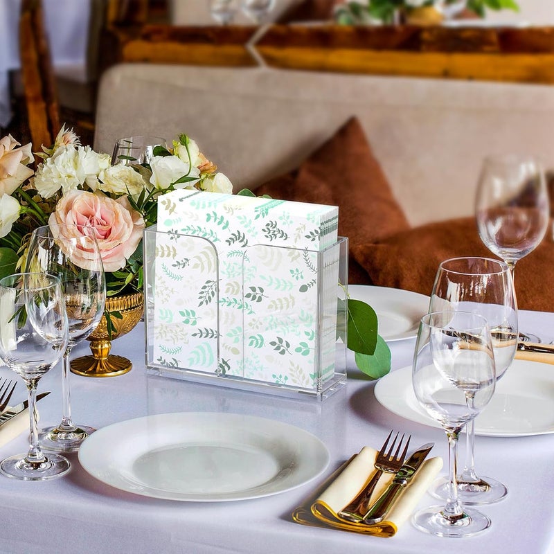 PITBVO Napkin Holder, Clear Acrylic Guest Towel Holder, Vertical Disposable Hand Towel Holder for Kitchen, Waterproof Square Guest Paper Towel Lucite Tray for Bathroom Home Hotel Office Restaurant Business - Image 3