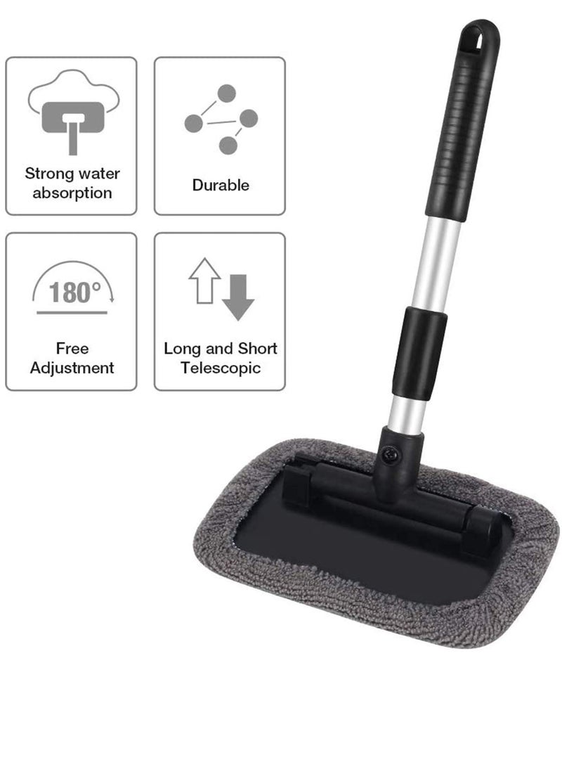 Generic Windshield Window Cleaning Tool Car Windshield Cleaner Brush Auto Glass Wiper with Long Extendable Handle and 7 Pieces Washable Reusable Microfiber Cloth for Cleaning Car Window - Image 5
