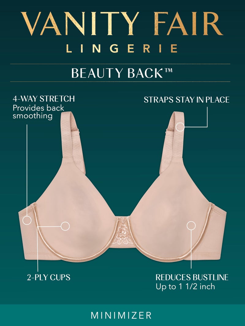 Vanity Fair Women's Beauty Back Smoothing Bra, Minimizes Bust Line up to 1.5", Non Padded Cups up to H, Ghost Navy, 32DD - Image 4