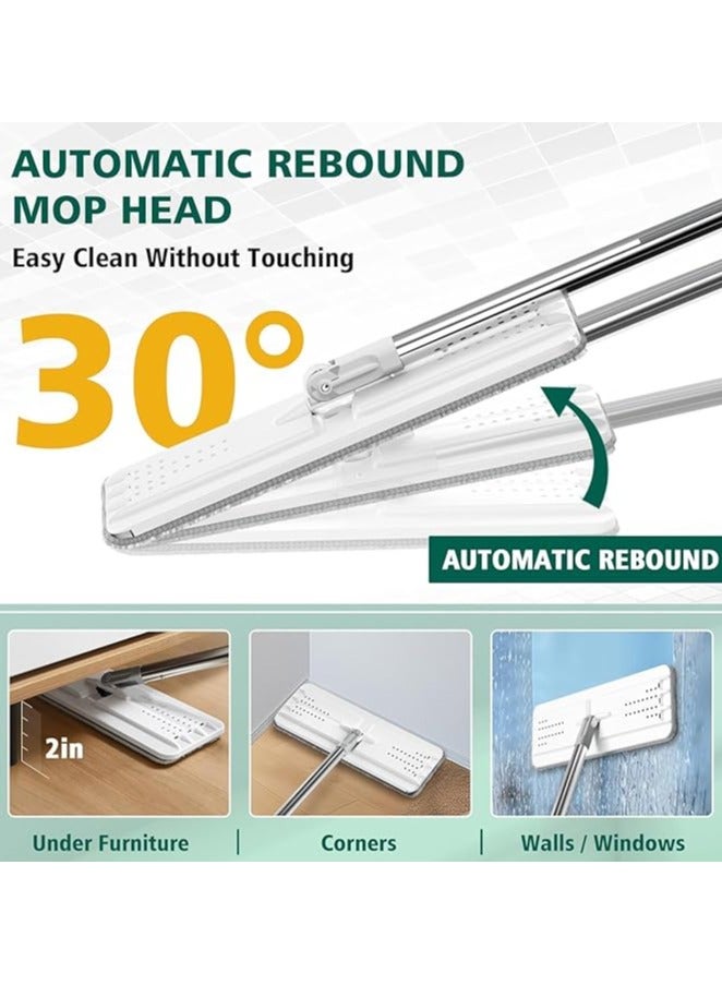 Mop and Bucket with Squeezer for Home, Hands Free Flat Floor Mop and Bucket, with 2 Washable Microfiber Pads, Wet and Dry Use, Floor Cleaning Mop - Image 2