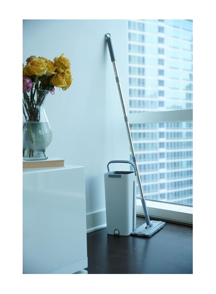 Mop and Bucket with Squeezer for Home, Hands Free Flat Floor Mop and Bucket, with 2 Washable Microfiber Pads, Wet and Dry Use, Floor Cleaning Mop - Image 4