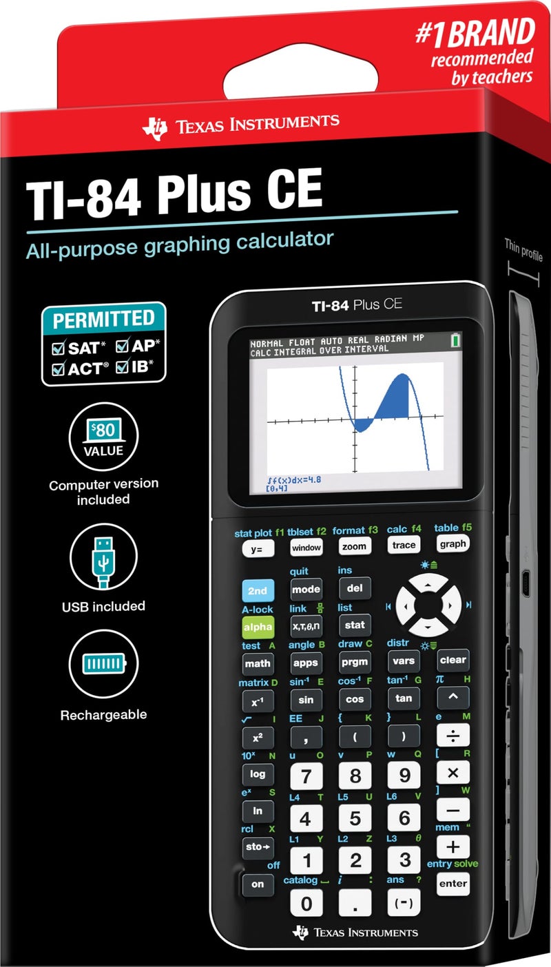 Texas Instruments TI-84 Plus CE Color Graphing Calculator, Black - Image 2