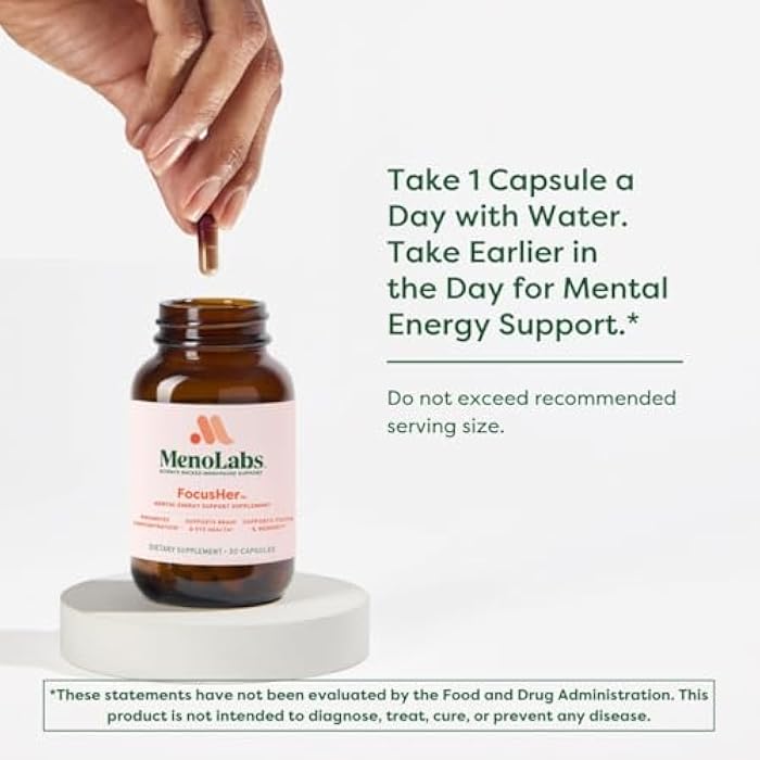 MENOLABS® FocusHer™ Mental Energy Support Supplement – Caffeine-Free Focus, Concentration & Memory – enXtra® & Lutemax 2020® – Menopause, Brain & Eye Health – 30 Capsules, 30-Day Supply - Image 5