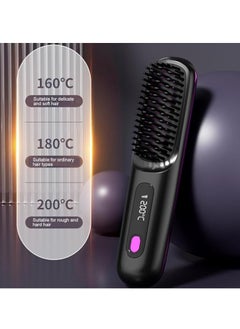 General Wireless Hair Straightening Brush, Women's Portable Hair Straightening Brush, Touch-up on the Go, Negative Ion Hot Comb, Lightweight Mini Travel, USB Charging  - Image 2