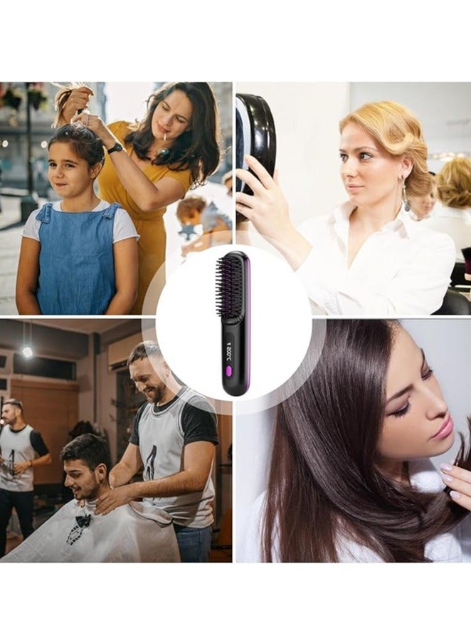 general Wireless Hair Straightening Brush, Women's Portable Hair Straightening Brush, Touch-up on the Go, Negative Ion Hot Comb, Lightweight Mini Travel, USB Charging - Image 4