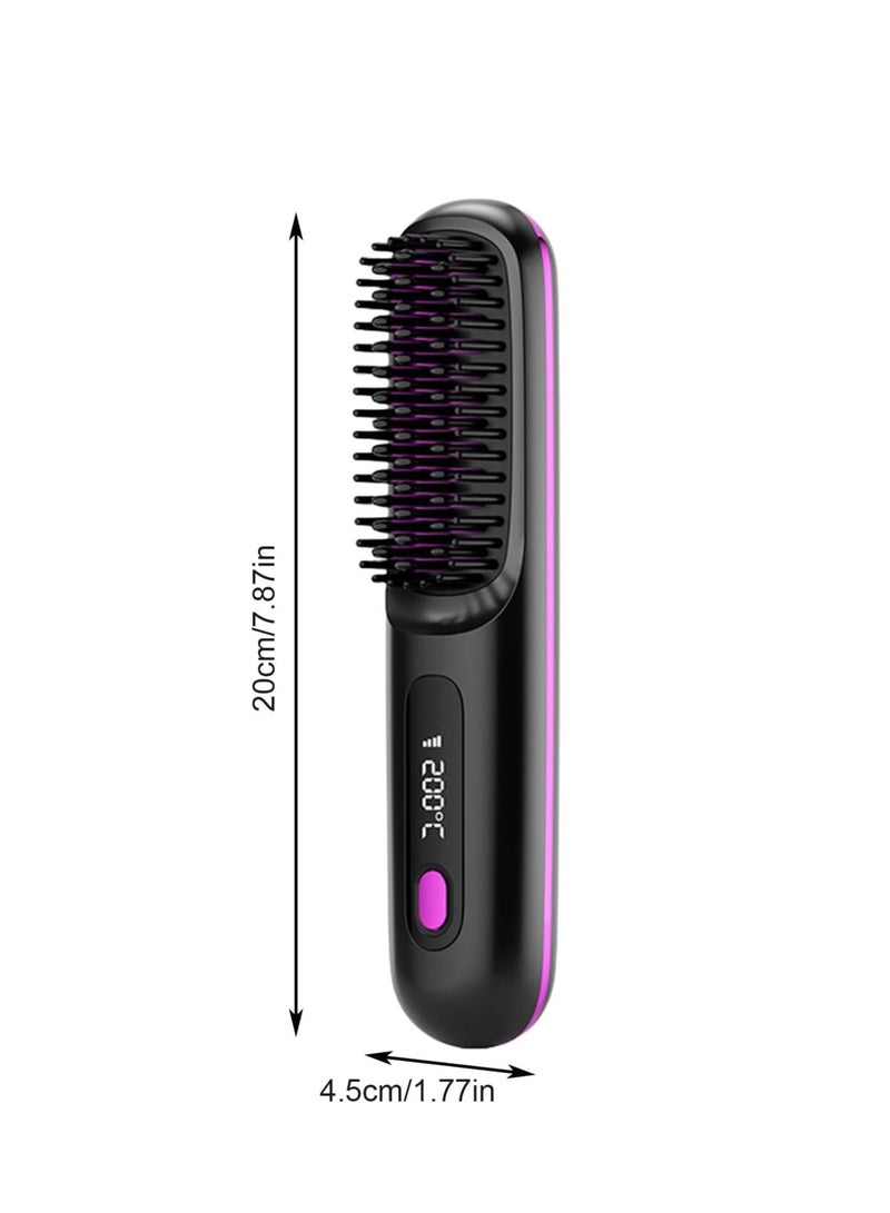 general Wireless Hair Straightening Brush, Women's Portable Hair Straightening Brush, Touch-up on the Go, Negative Ion Hot Comb, Lightweight Mini Travel, USB Charging - Image 5