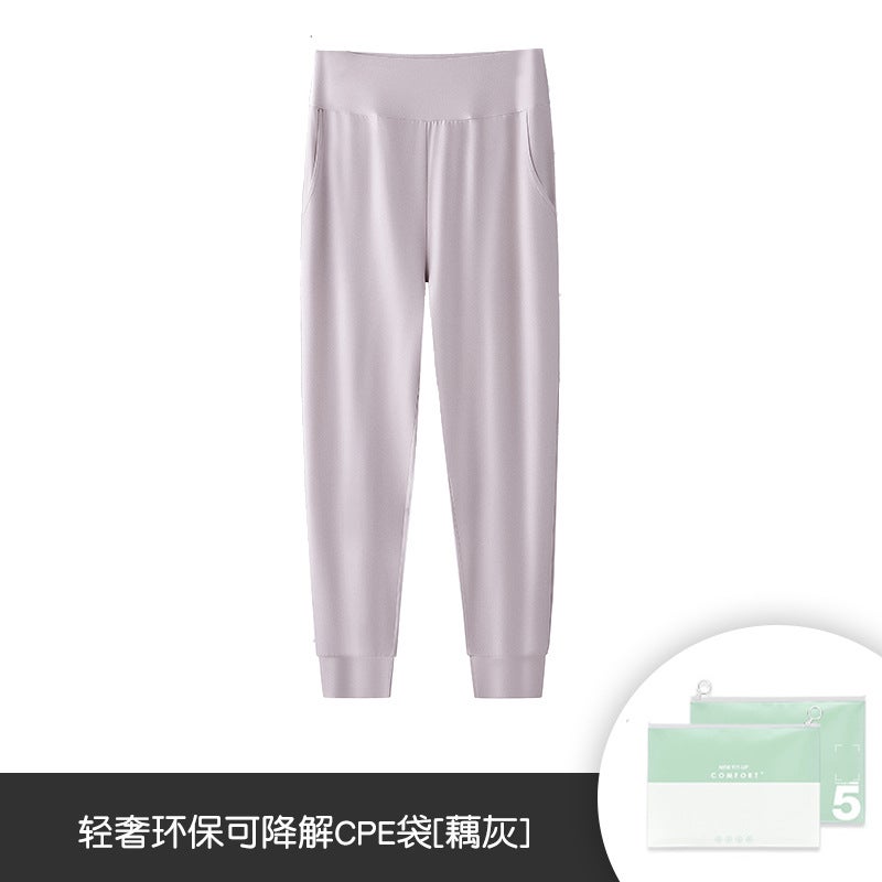 Cotton Blend Womens Lounge Pants Autumn Winter Casual Stretch Solid Color Lotus root Ash 