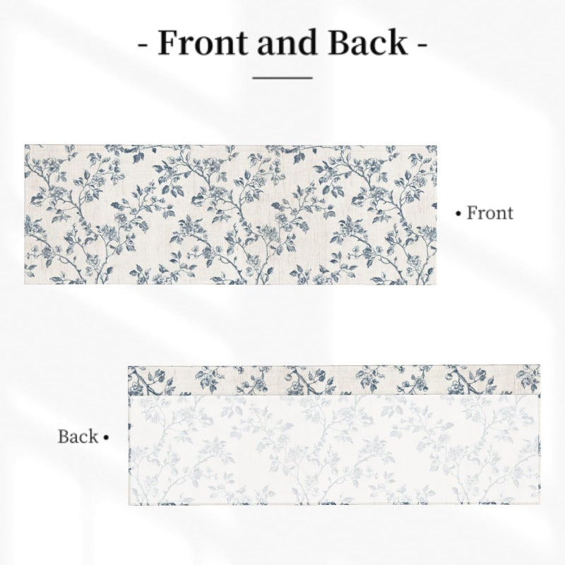 Granbey Blue Floral Valances for Windows - Dusty Blue Flower Kitchen Valance Farmhouse Valance Curtain for Bedoom Rustic Floral Light Filtering Valance with Rod Pocket 54 x 18 Inch, 1 Panel - Image 4