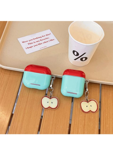 Ins Small Fresh Contrast Color Green AirpodsPro Earphone Case Suitable For Apple 1/2/3 Generation Wireless Bluetooth Protective Case-Color:Red And Green Contrast For Apple Pendant-Applicable Model:Airpods Pro
