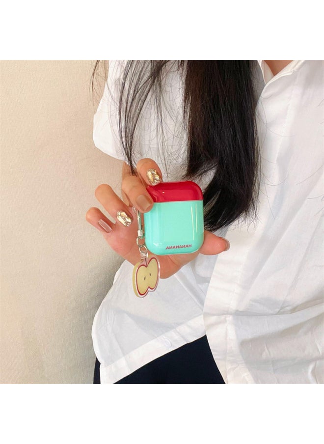 Generic - Ins Small Fresh Contrast Color Green AirpodsPro Earphone Case Suitable For Apple 1/2/3 Generation Wireless Bluetooth Protective Case-Color:Red And Green Contrast For Apple Pendant-Applicable Model:Airpods Pro - Image 1