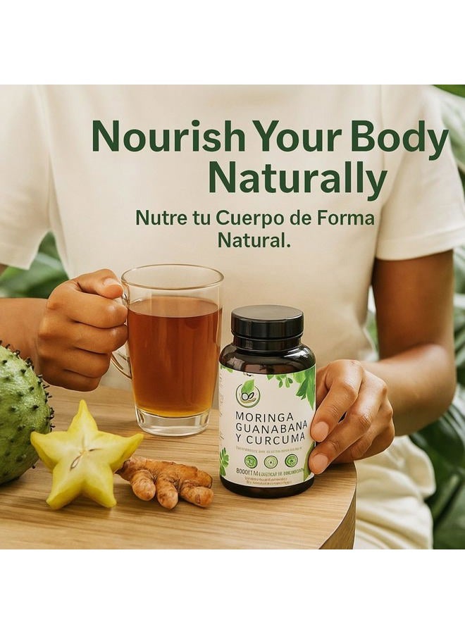 B-Experts Moringa, Soursop & Turmeric(Moringa, Soursop & Turmeric) 90 Capsules 1500 Mg Per Serving Powerful Blend of Premium 100% Natural Ingredients, Vegetable, Organically Grown - Image 3