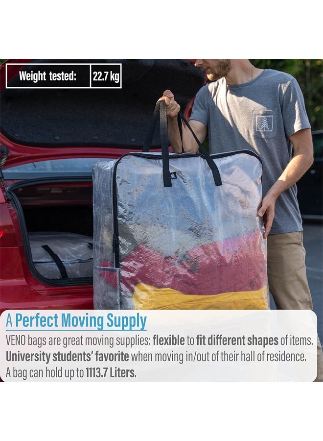 DUNISO 4 Pack Clear Storage Bags，Over-Sized Organizer Storage Bag with Zippers & Handles，Foldable Moving Bags，Waterproof and Dustproof，Sturdy and Durable，for Bedding, Duvet, Comforter，Pillow，Toys，66*66*22cm - Image 4