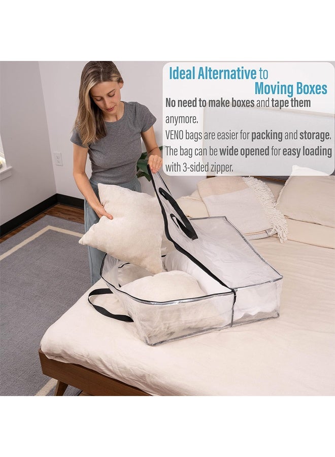 DUNISO 4 Pack Clear Storage Bags，Over-Sized Organizer Storage Bag with Zippers & Handles，Foldable Moving Bags，Waterproof and Dustproof，Sturdy and Durable，for Bedding, Duvet, Comforter，Pillow，Toys，66*66*22cm - Image 2