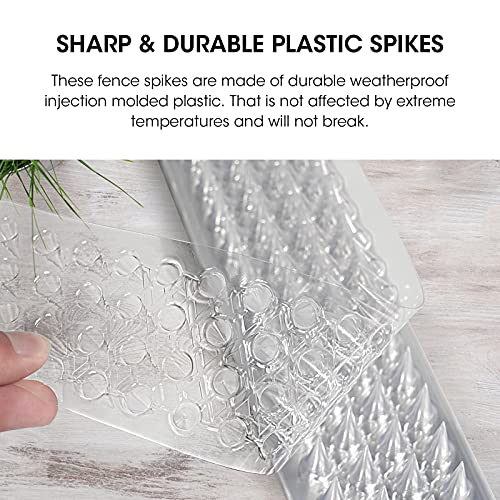 Touri 24 Pack Clear Transparent PVC Bird Spike Strips for Outside Fences and Roofs to Keep Birds, Pigeons, Cats, Squirrels, Raccoons Away and Keep Birds from Building Nest - Image 3