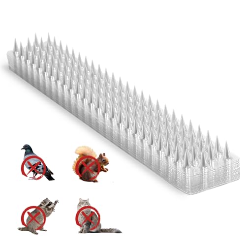 Touri 24 Pack Clear Transparent PVC Bird Spike Strips for Outside Fences and Roofs to Keep Birds, Pigeons, Cats, Squirrels, Raccoons Away and Keep Birds from Building Nest - Image 1