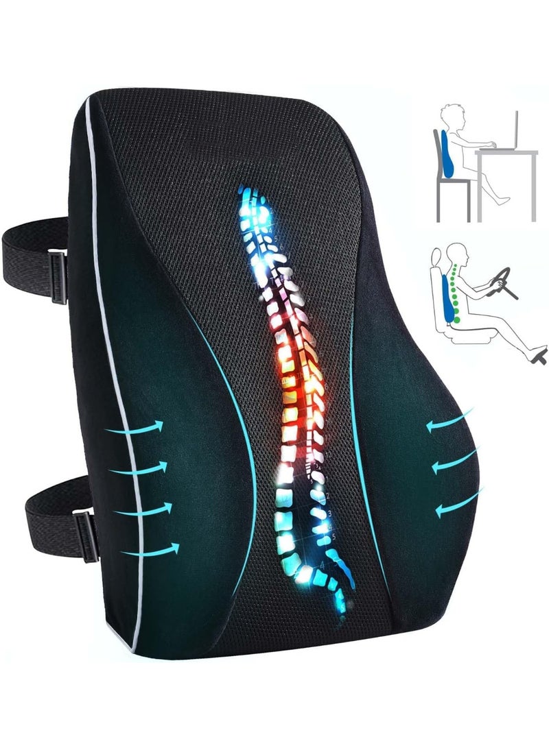 RawFiber Lumbar Support Pillow for Office Chair Car Back Support Pillow, Memory Foam Gaming Chair Desk Chair Back Cushion for Lower Back Pain Relief, Ergonomic Back Rest,Office Home Essentials - Image 1