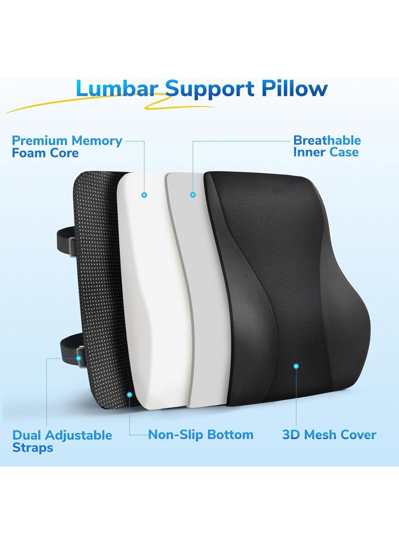 RawFiber Lumbar Support Pillow for Office Chair Car Back Support Pillow, Memory Foam Gaming Chair Desk Chair Back Cushion for Lower Back Pain Relief, Ergonomic Back Rest,Office Home Essentials - Image 5