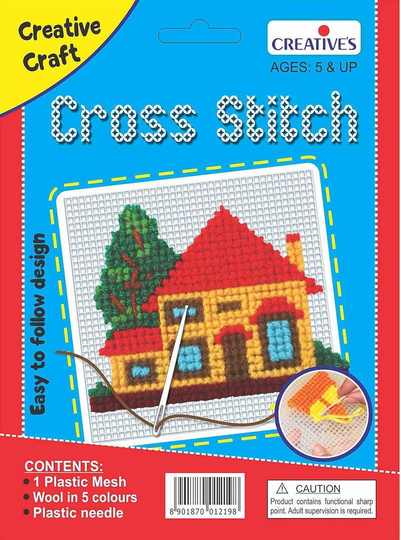 Creatives Plastic Cross Stitch House Crafts Kit (Multi-Color) & Cross Stitch Butterfly Crafts Kit (Multi-Color) - Image 2