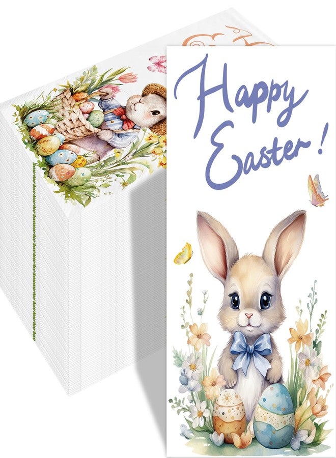 WorldBazaar Easter Paper Napkins Bunny 100Pcs Paper Towels Double-Sided Watercolor Disposable Guest Napkin for Dinner Bathroom Easter Party Decorations - Image 1