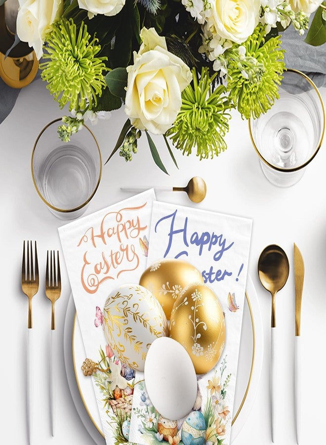 WorldBazaar Easter Paper Napkins Bunny 100Pcs Paper Towels Double-Sided Watercolor Disposable Guest Napkin for Dinner Bathroom Easter Party Decorations - Image 5