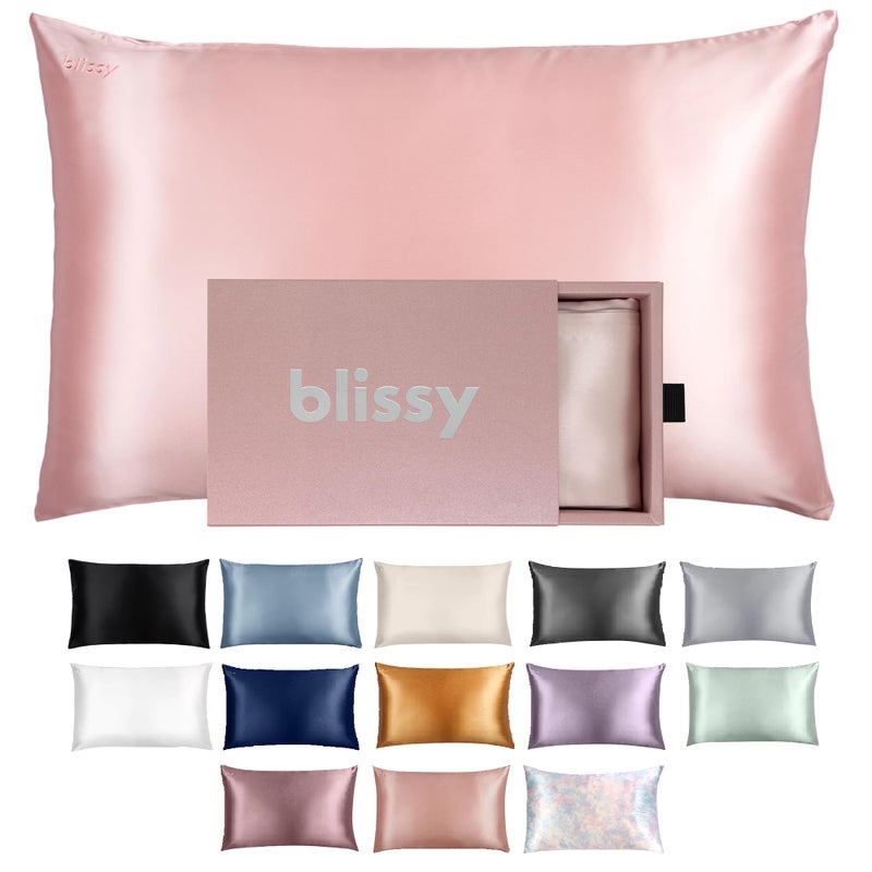 Blissy Silk Pillowcase - 100% Pure Mulberry Silk - 22 Momme 6A High-Grade Fibers - Silk Pillow Cover for Hair & Skin - Regular, Queen & King (Pink, King) - Image 1