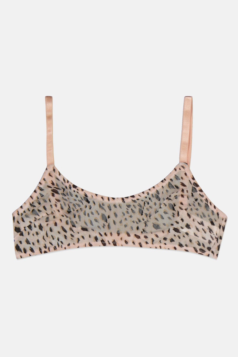 ASOS Women Non Padded Animal Print Mesh Bra, Pink - Image 1