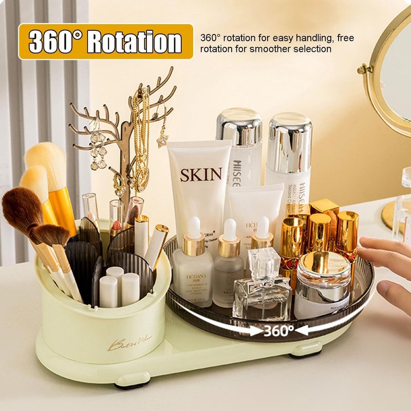 Clefairy Makeup Organiser Cosmetic Storage Box, Cosmetics Organiser 360° Rotating Make up Organiser for Eyeshadow Brush, Make Up Storage Organizer Box for Dressing Table Bedroom - Image 2