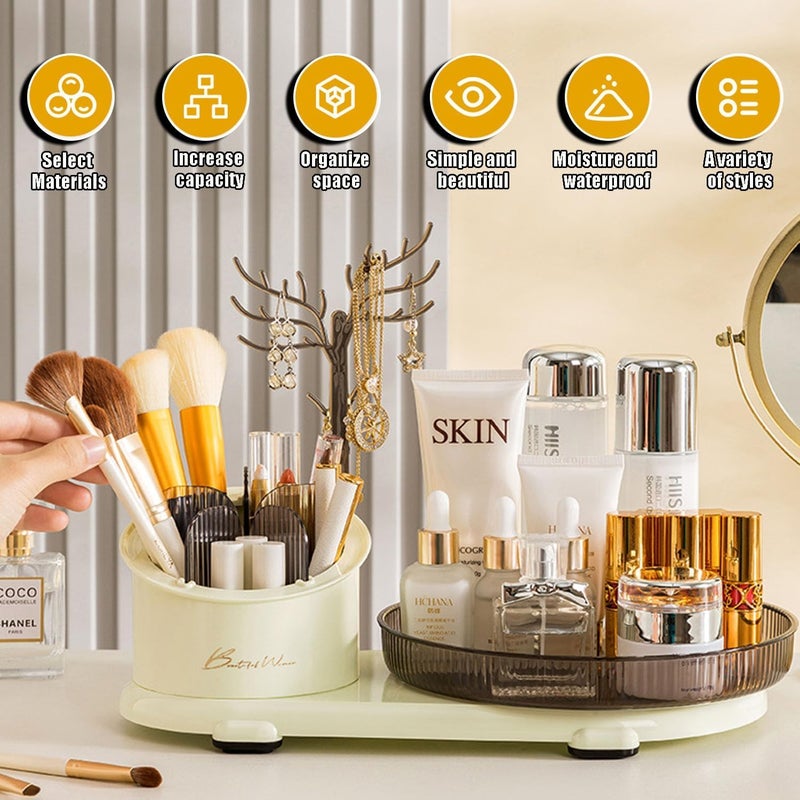 Clefairy Makeup Organiser Cosmetic Storage Box, Cosmetics Organiser 360° Rotating Make up Organiser for Eyeshadow Brush, Make Up Storage Organizer Box for Dressing Table Bedroom - Image 5