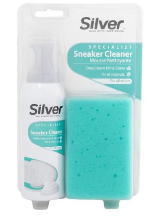 Silver Sneaker Cleaner with Sponge – 125ml - Image 1