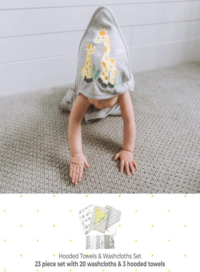 Spasilk Bath Hooded Towels & Washcloths Set for Babies, 23-Piece Gift Set, Grey, (Gift GBA23 0501) - Image 2