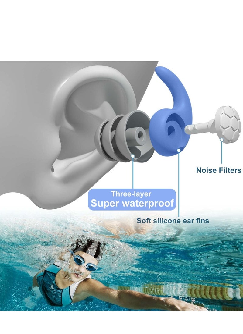 Captaintech Swimming Ear Plugs Waterproof Earplugs - 3 Pairs Silicone Reusable Swim Ear Plugs for Adult Kids, Water Sports Earplugs for Showering, Bathing, Surfing - Keep Ear Water Out.  - Image 4