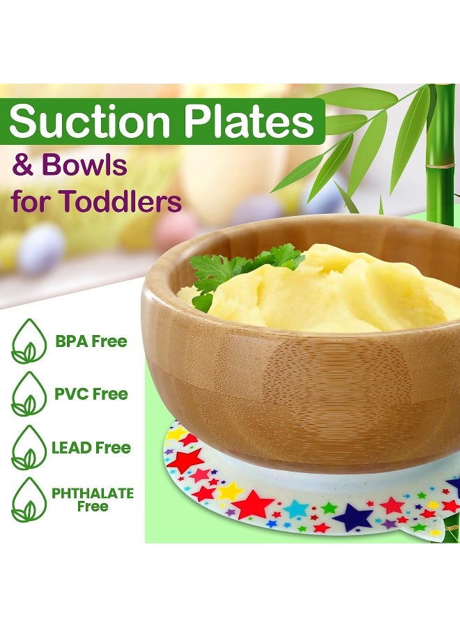 NutriChef Round Bamboo Baby Plate, Star Set with Cup - Image 3