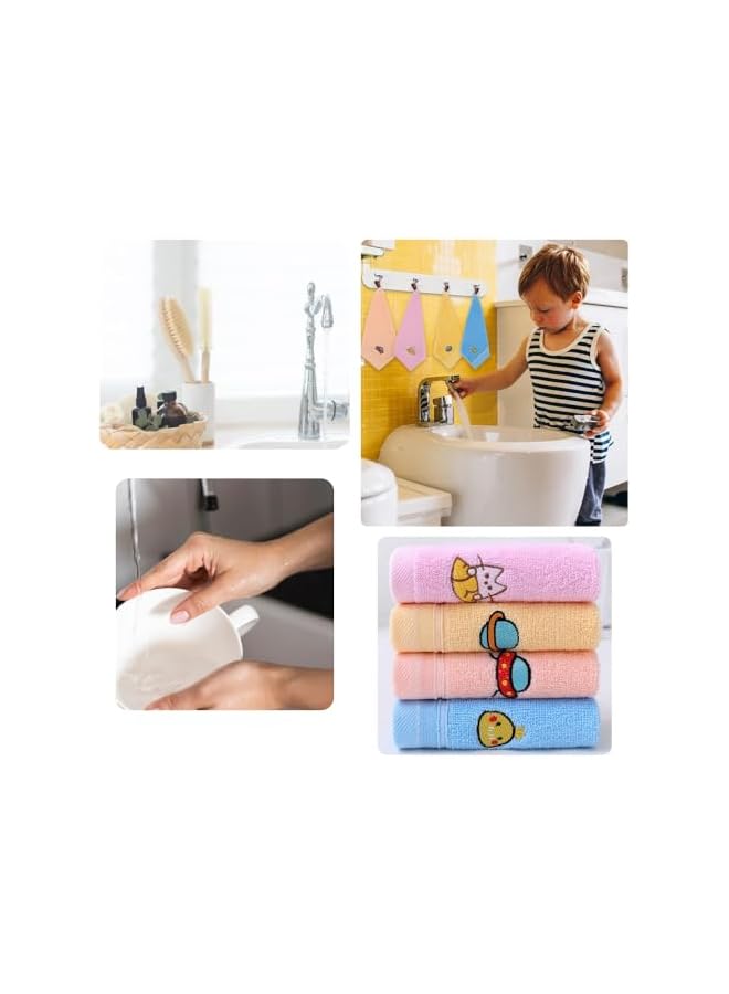 The Bros 4-Pack Cute Cartoon Hand Towels, Soft & Absorbent 25x25cm Cotton Face Towels with Hanging Loop for Kitchen, Bath, Kids & Adults - Image 2