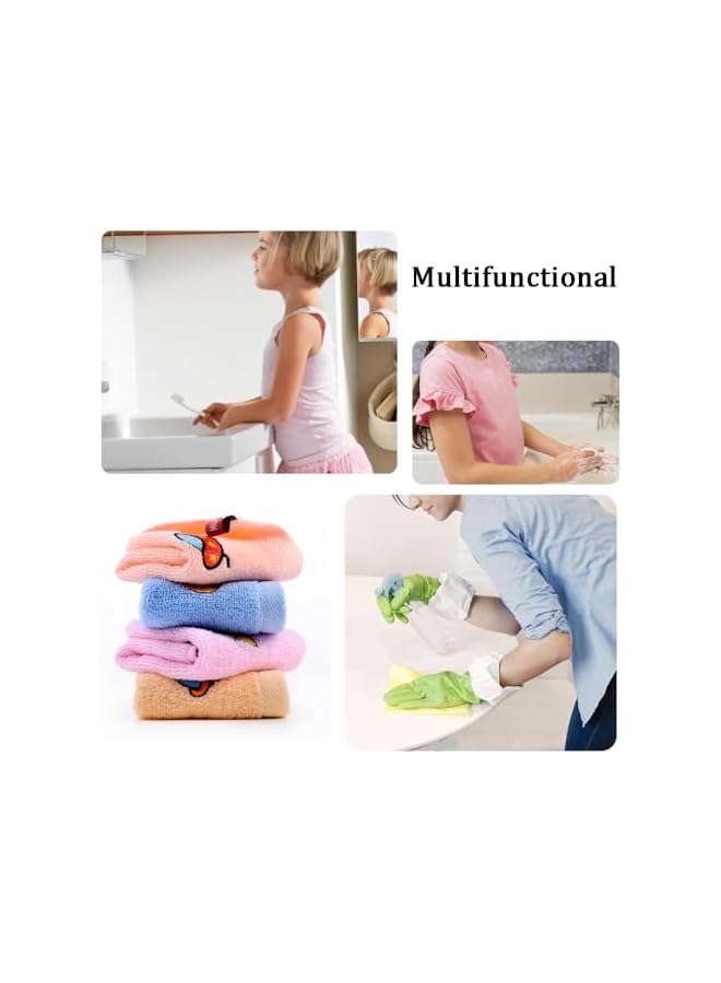 The Bros 4-Pack Cute Cartoon Hand Towels, Soft & Absorbent 25x25cm Cotton Face Towels with Hanging Loop for Kitchen, Bath, Kids & Adults - Image 3
