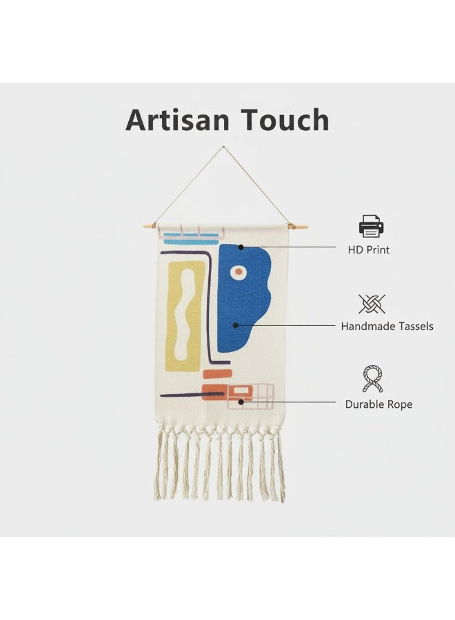 الأزرق جي دبليو نسيج بوهيمي مع زخرفة جدارية من شراشيب لغرفة المعيشة وغرفة النوم - Image 4